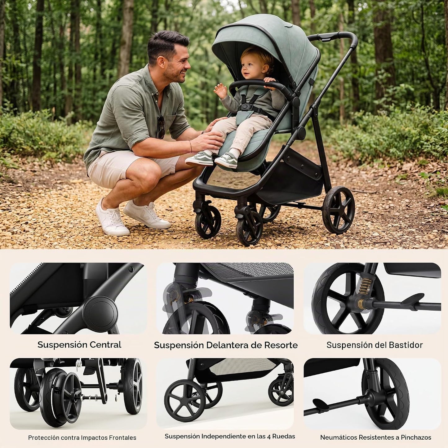 Mompush Wiz - Cochecito de bebé 2 en 1 con modo moisés, cochecito c...