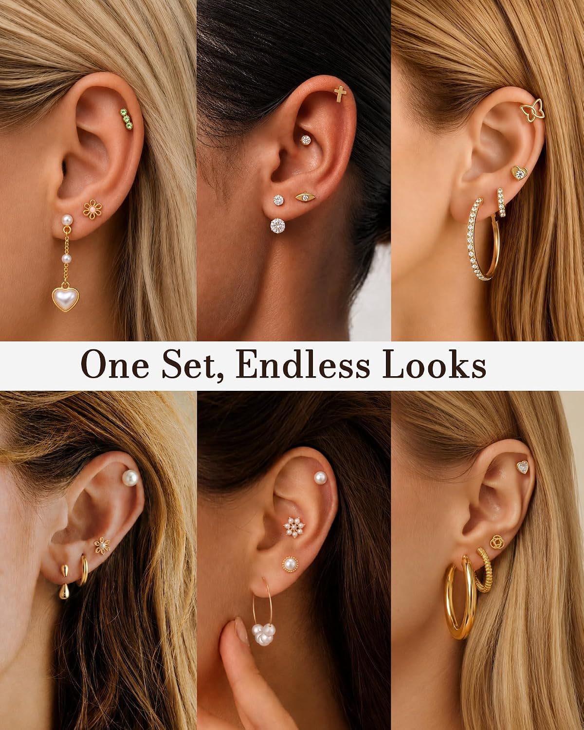 84 Pares de Aretes de Tuerca de Oro para Mujer Multipack, Paquetes...