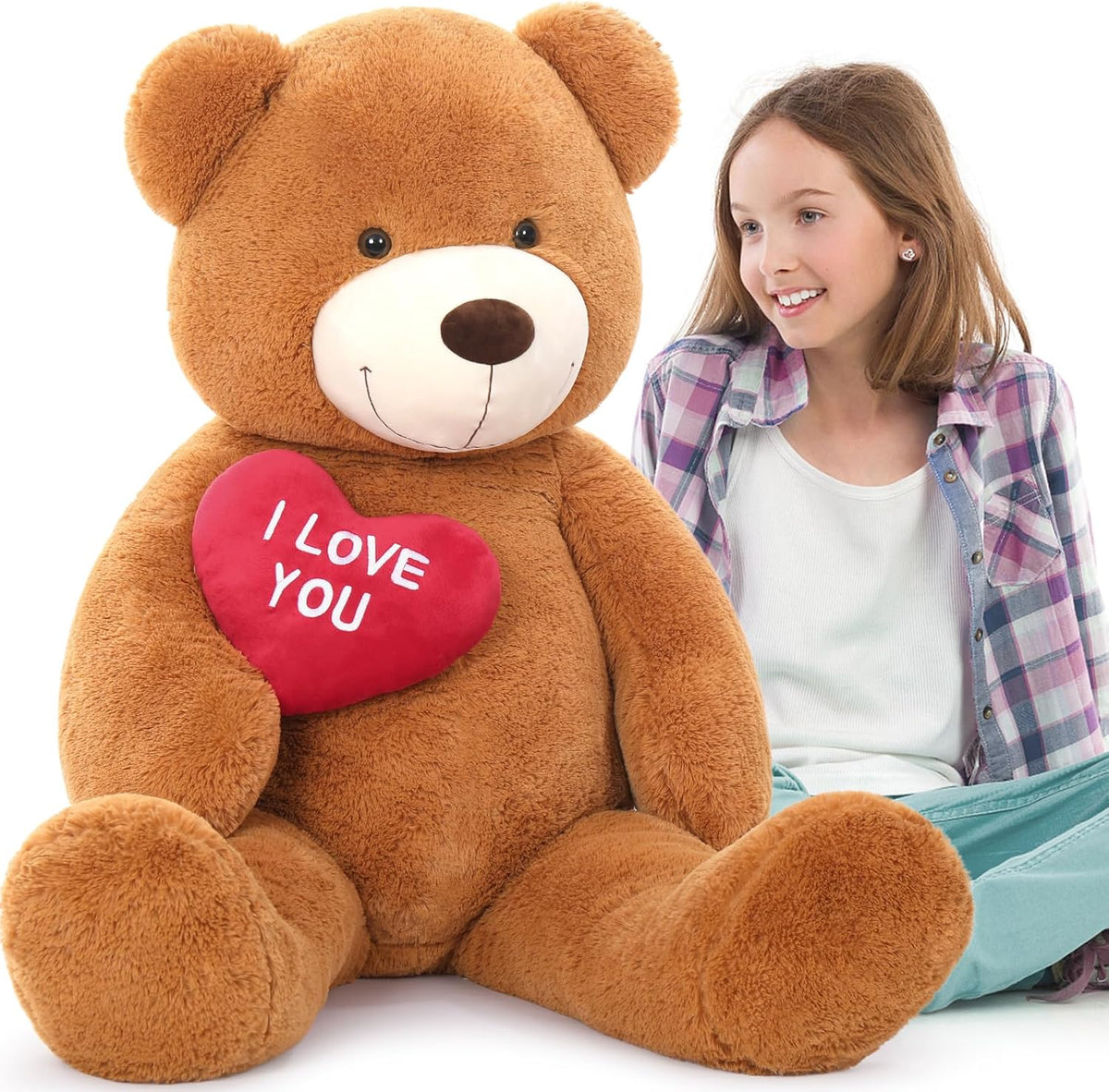 MaoGoLan Oso de peluche grande de 4.3 pies, peluche gigante de cora...