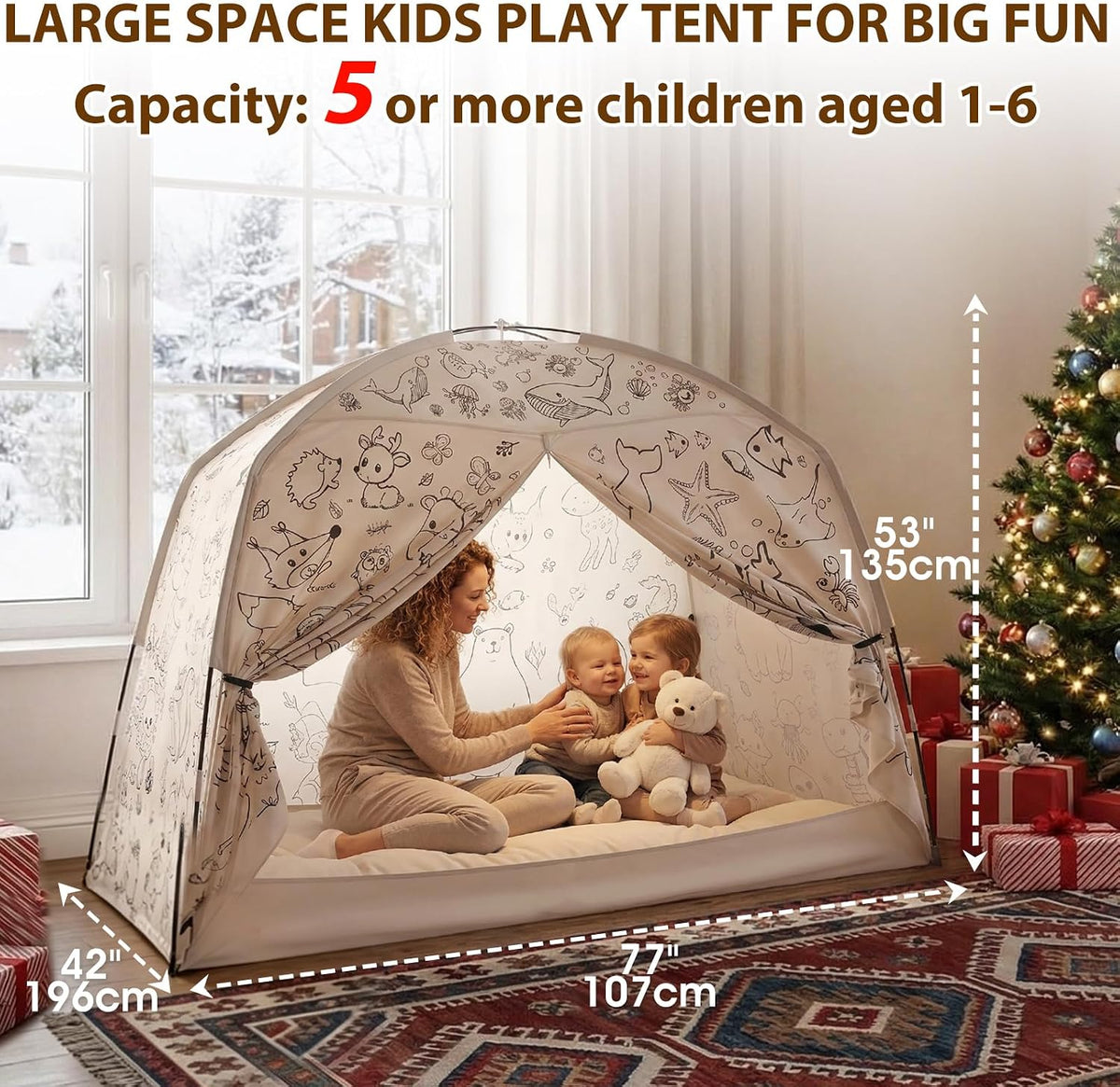 GOLDEN MARS Tienda de campaña grande para niños con pintura de graf...