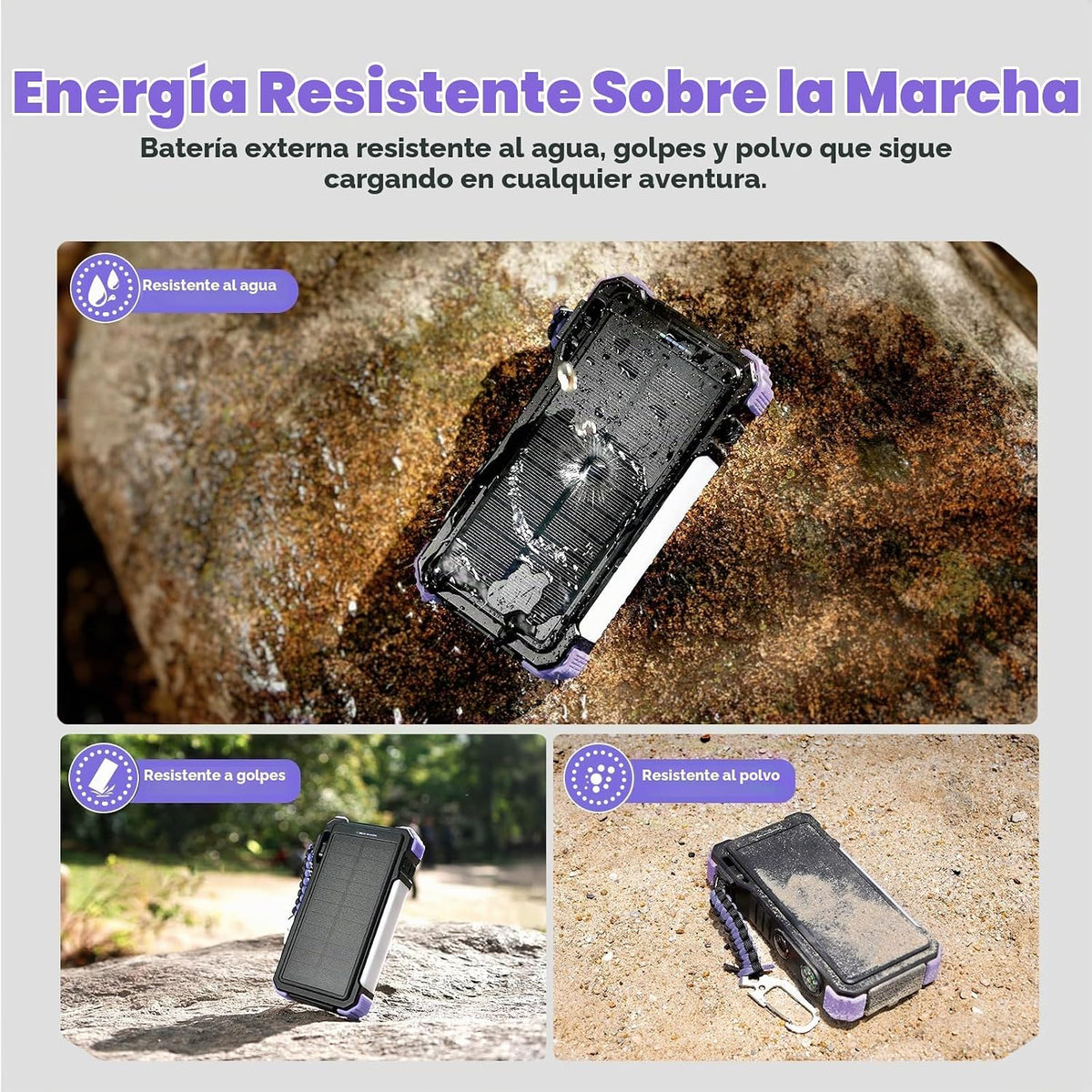 BLAVOR Cargador Solar Power Bank 20000mAh con Cables Incorporados,...