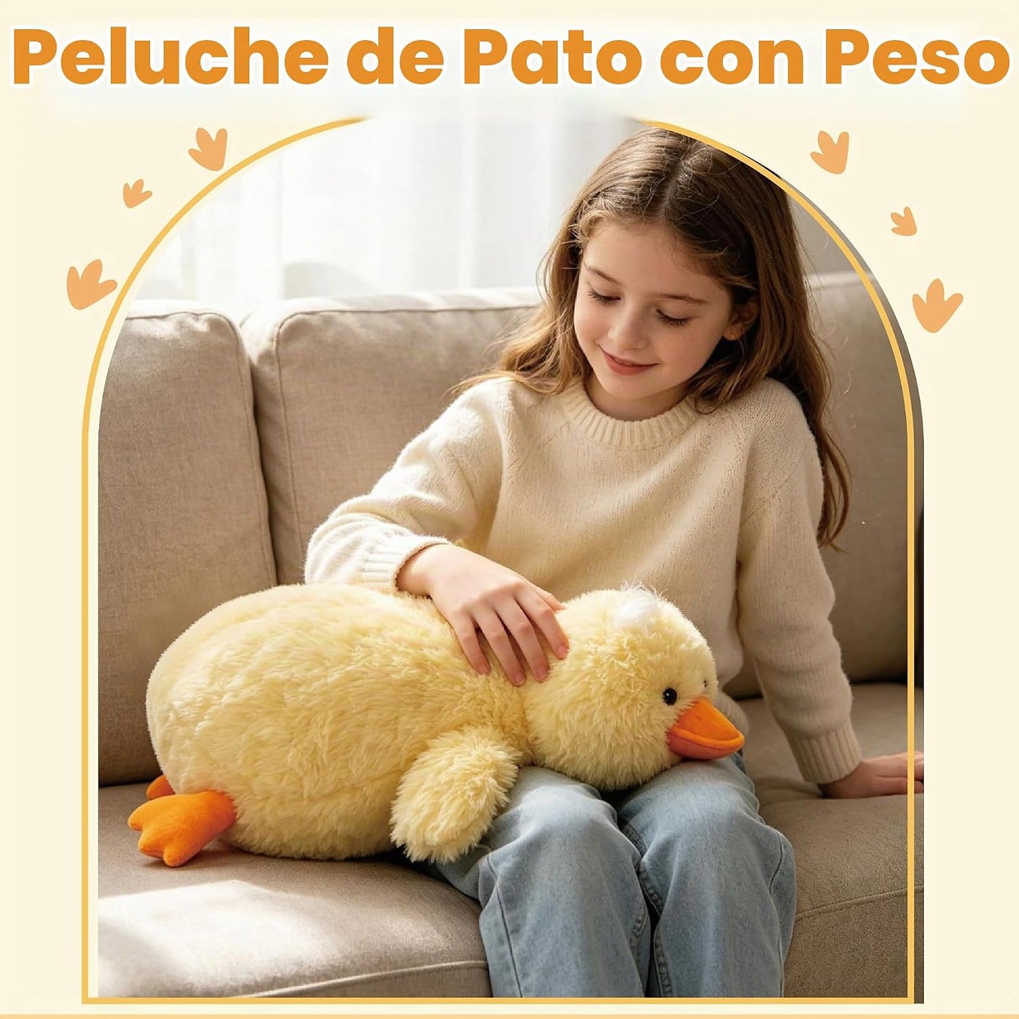 Jrystar Animales de peluche de pato amarillo, juguete de peluche de...