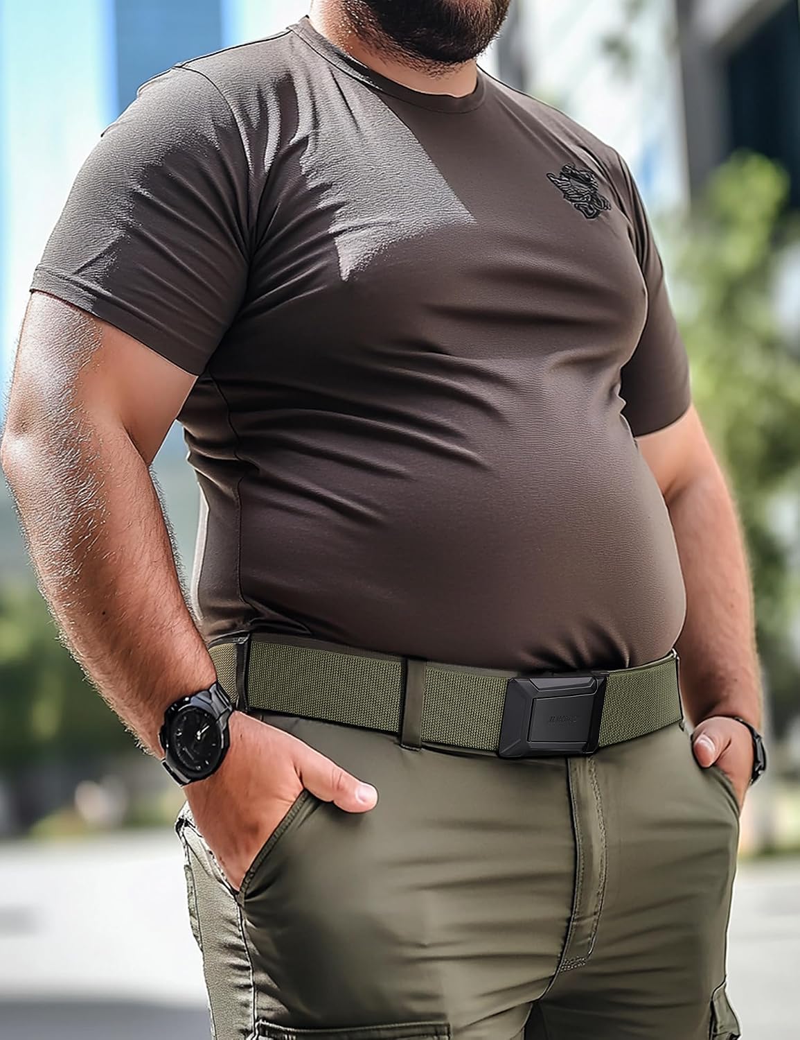 JUKMO - Cinturón táctico elástico para hombres, cinturón rigger mil...