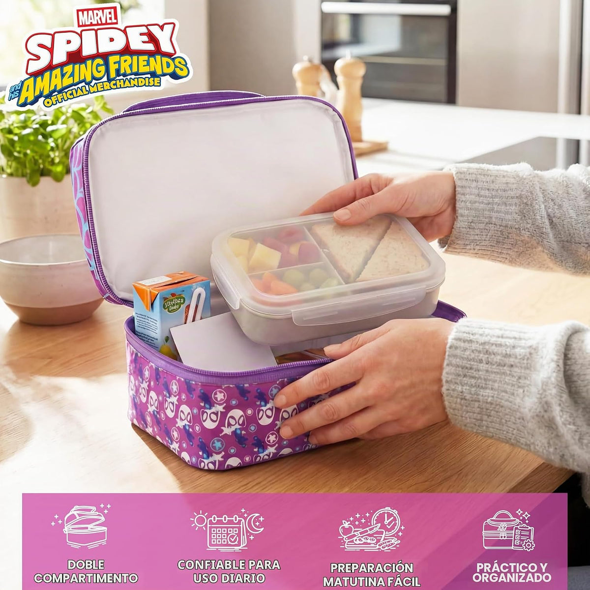 Get Trend Marvel Ghost Spider - Bolsa de almuerzo reutilizable con...