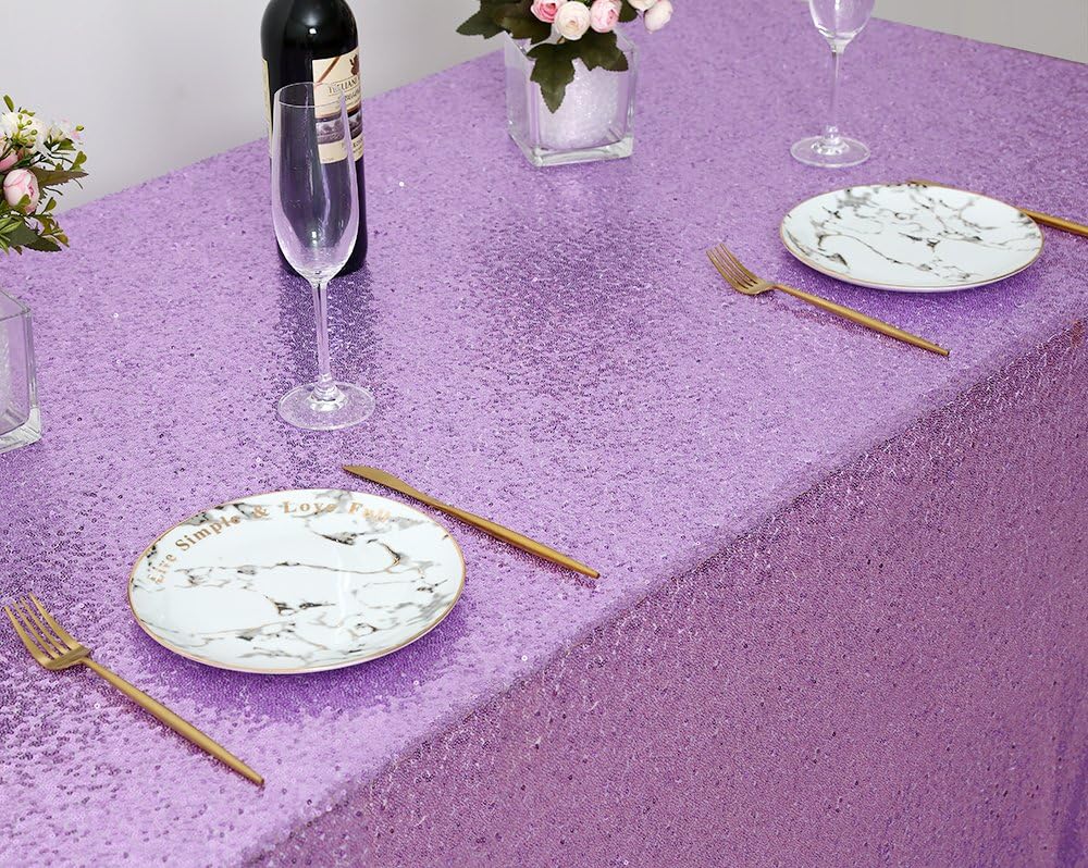 B-COOL Mantel de lentejuelas de lavanda, color lila, mantel de lent...