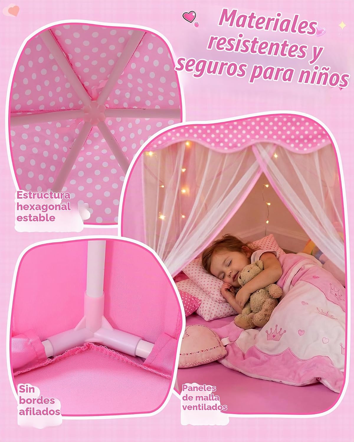 wilwolfer Tienda de campaña tipo castillo de princesa para niñas, t...