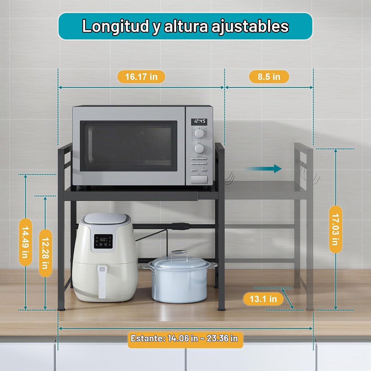 DOLALIKE Estante para horno de microondas, soporte de microondas ex...