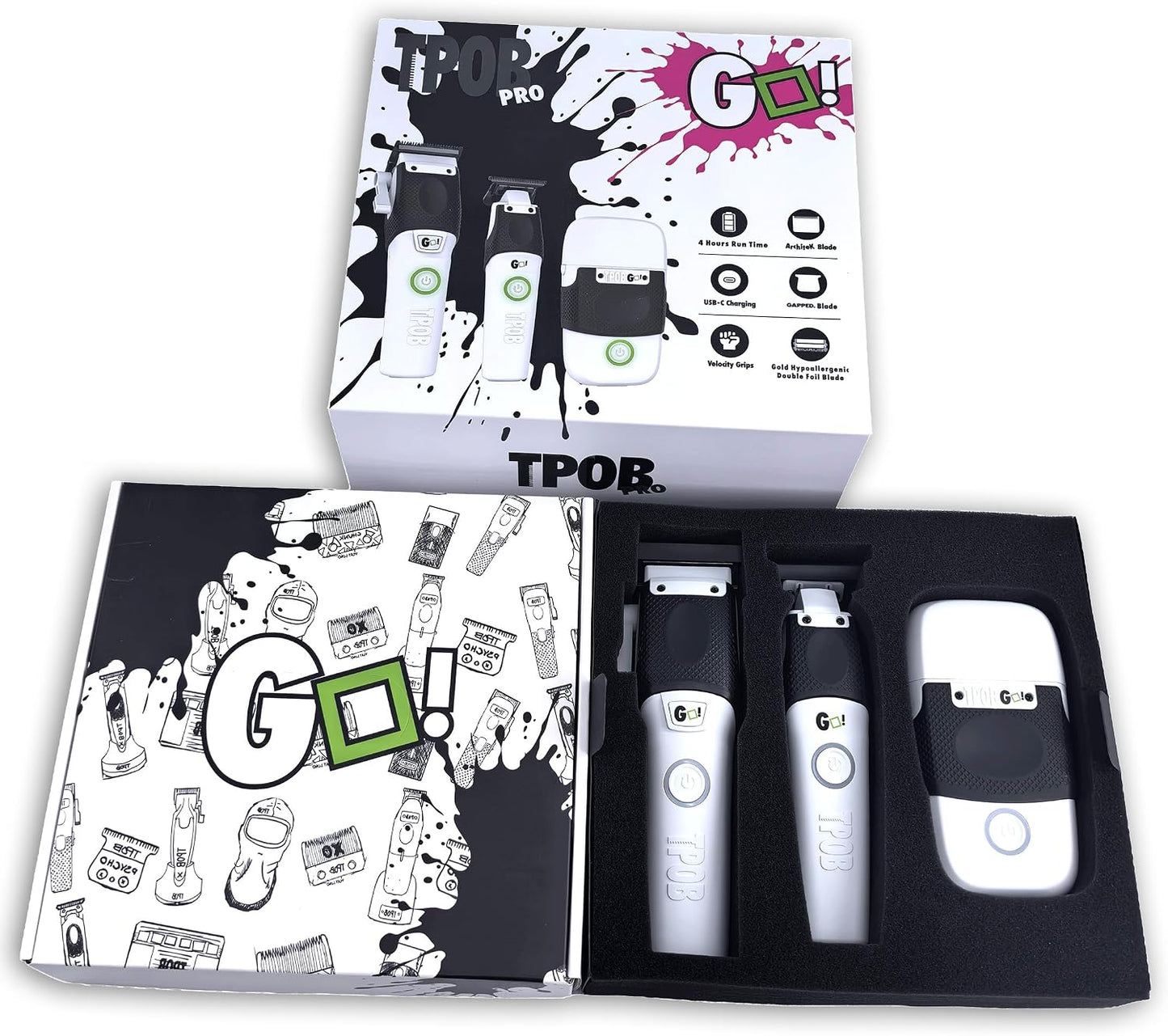 TPOB Profesional Barber Clippers Go White Edition Clipper Set de af...