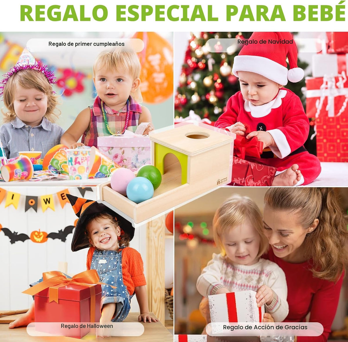 Caja de permanencia de objetos con bandeja y tres bolas de juguetes...