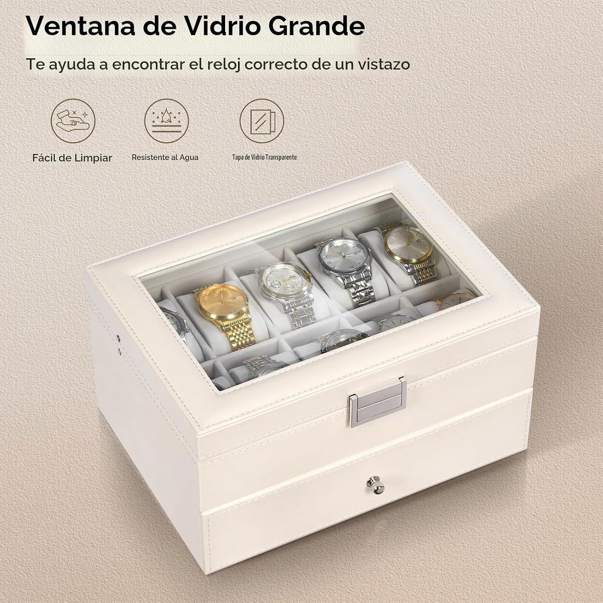 BEWISHOME Caja de reloj, caja de reloj de 20 ranuras para hombres c...