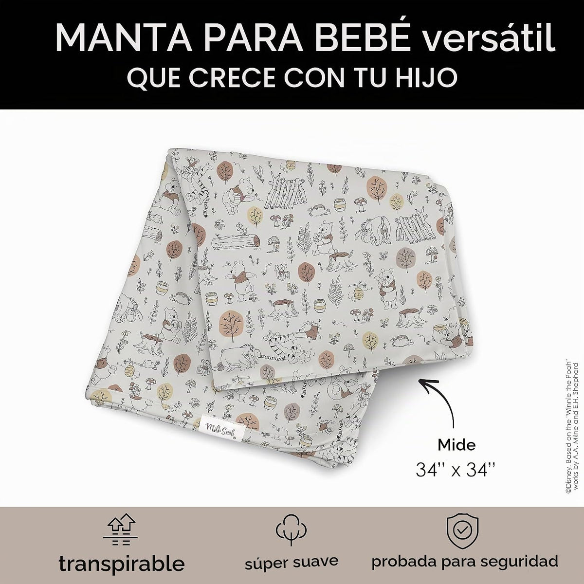 Milk Snob - Manta de recepción de Disney (Winnie The Pooh Baby Bee)...
