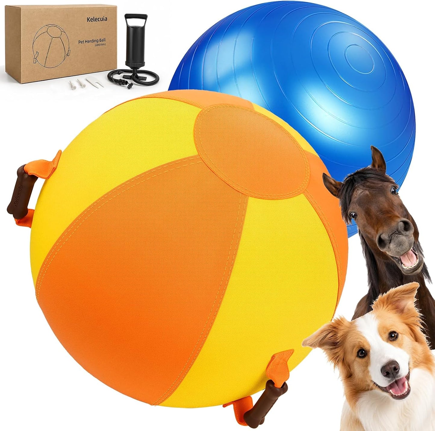 Kelecuia Pelota de pastoreo de 22,5" para perros caballos, almohadi...