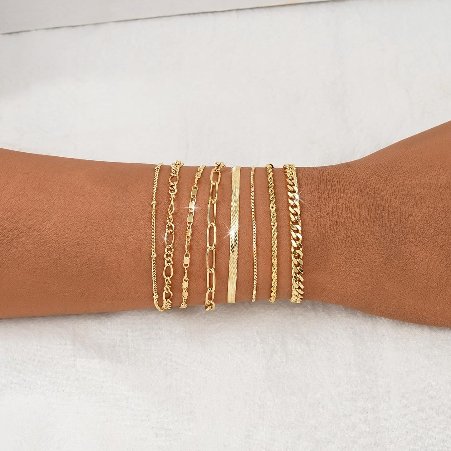 BERISO Pulseras de oro para mujer, elegante pulsera ajustable chapa...
