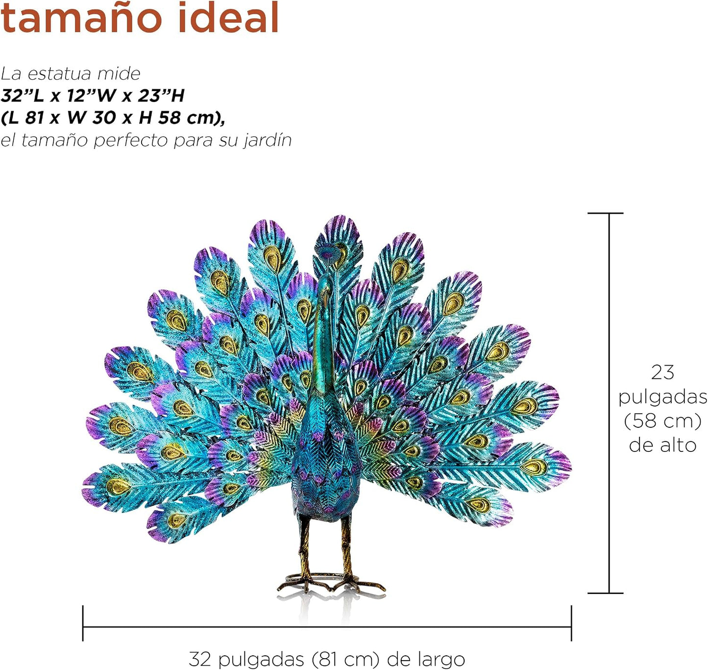Alpine Corporation JUM232 - Estatua de metal de pavorreal para exte...