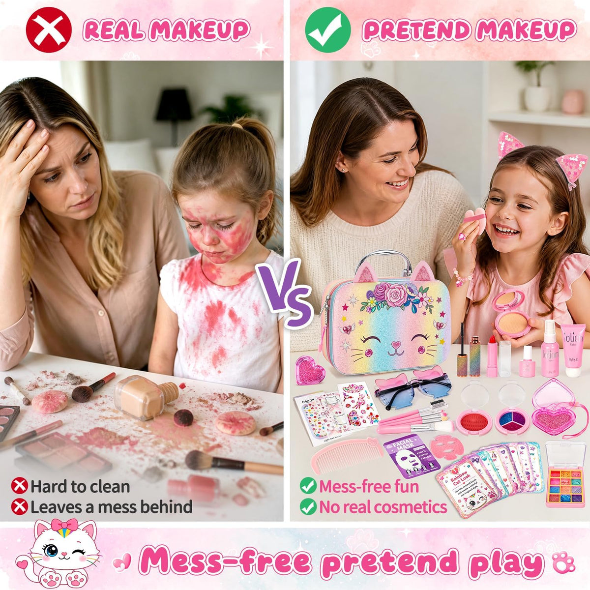 Hoholoop Juego de maquillaje de simulación para niñas de 3 a 5 a 8...