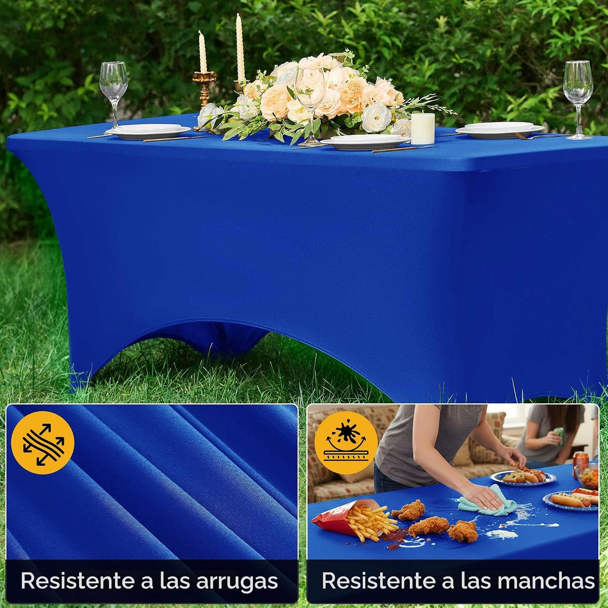 Dailyset Paquete de 6 manteles Premium de Spandex azul real para me...