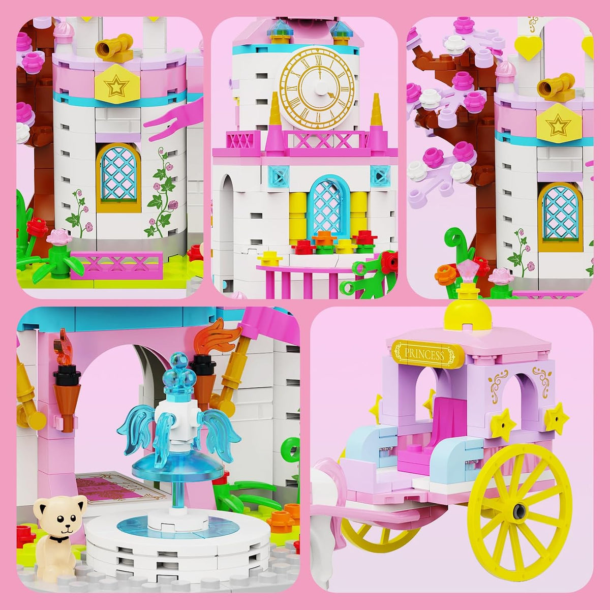 SDVWSF Juego de Bloques de Construcción de Castillo de Princesa par...
