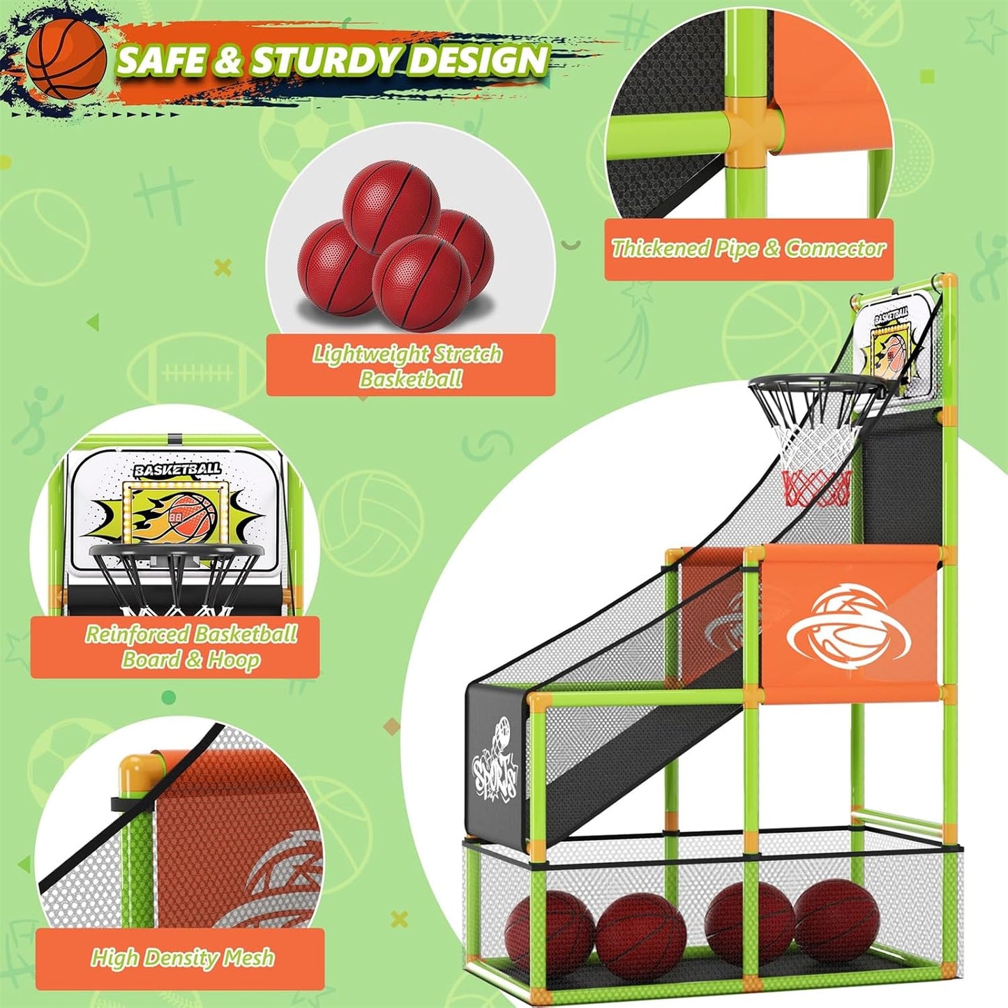 Juego de baloncesto arcade con marcador electrónico y luz LED: jugu...