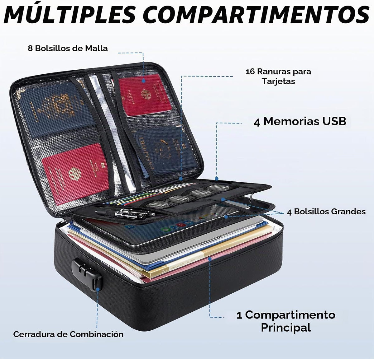 BALEINE Caja de Documentos Ignífuga con Cerradura, Bolsa de Documen...
