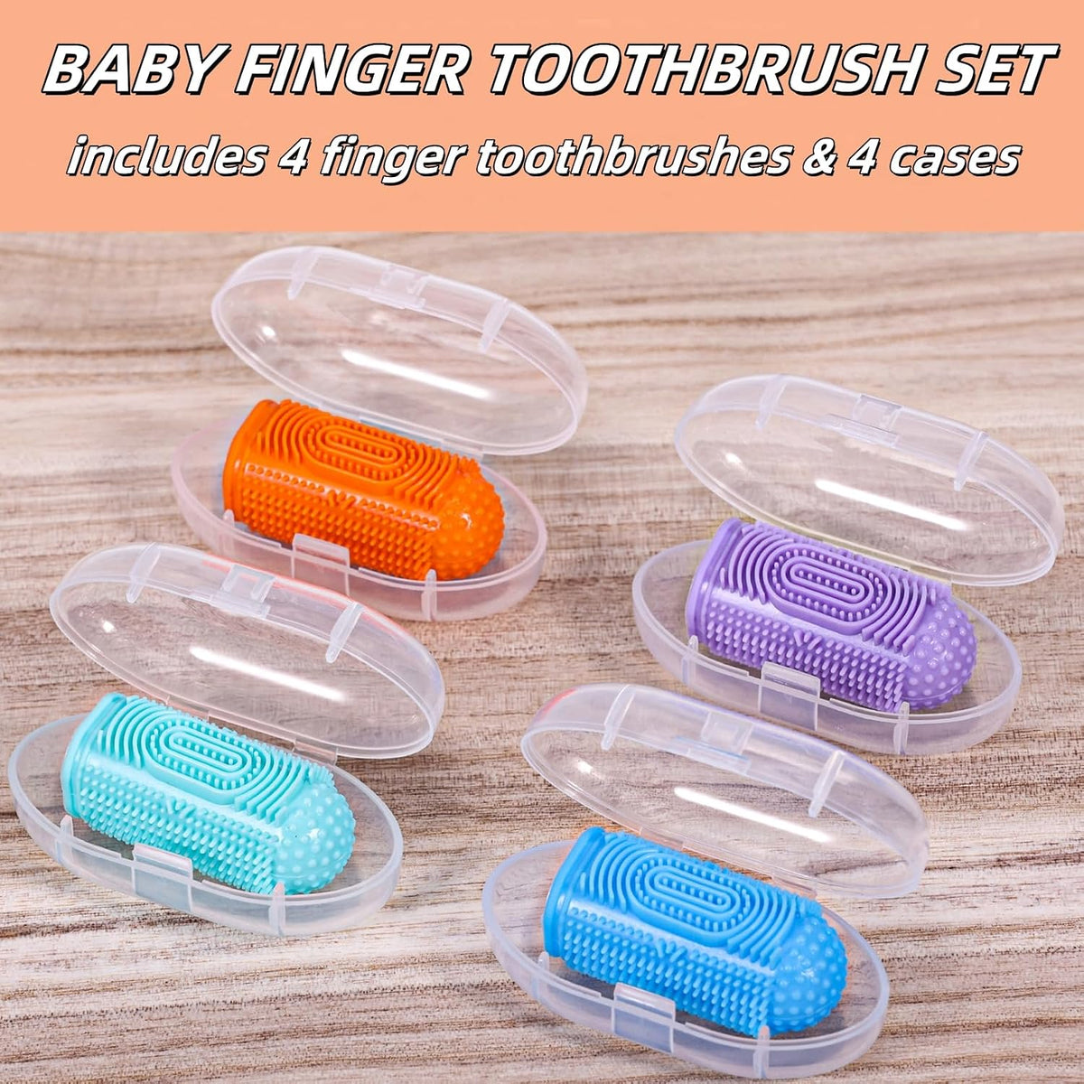 NFSVLB Cepillo de dientes para bebés, 4 piezas con 4 fundas de alma...