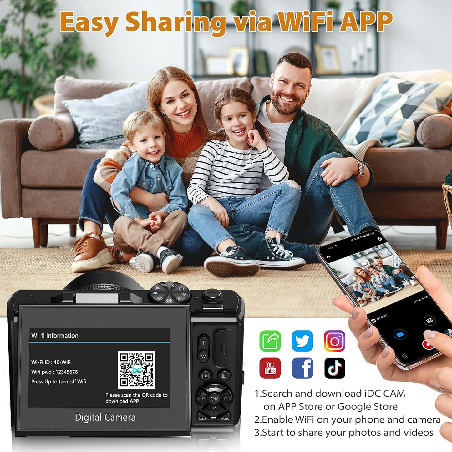 Cámaras 4K para fotografía, cámara de vlogging digital de 64MP para...