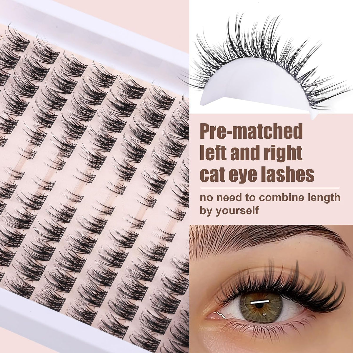 TOOCHUNAG Wispy - Extensiones de pestañas en racimo naturales, 3D,...