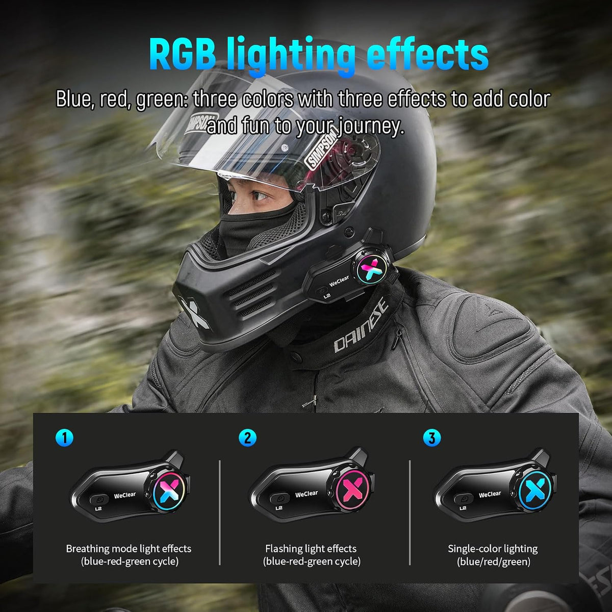 WeClear L2 - Auriculares Bluetooth para motocicleta, intercomunicad...