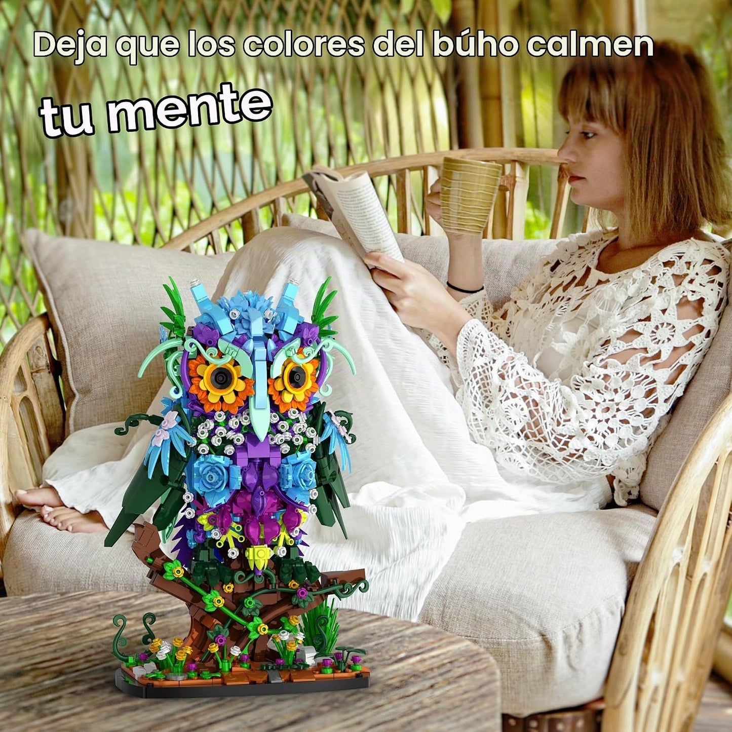 JOJO&amp;Peach Juego de construcción de juguete de búho floral para...