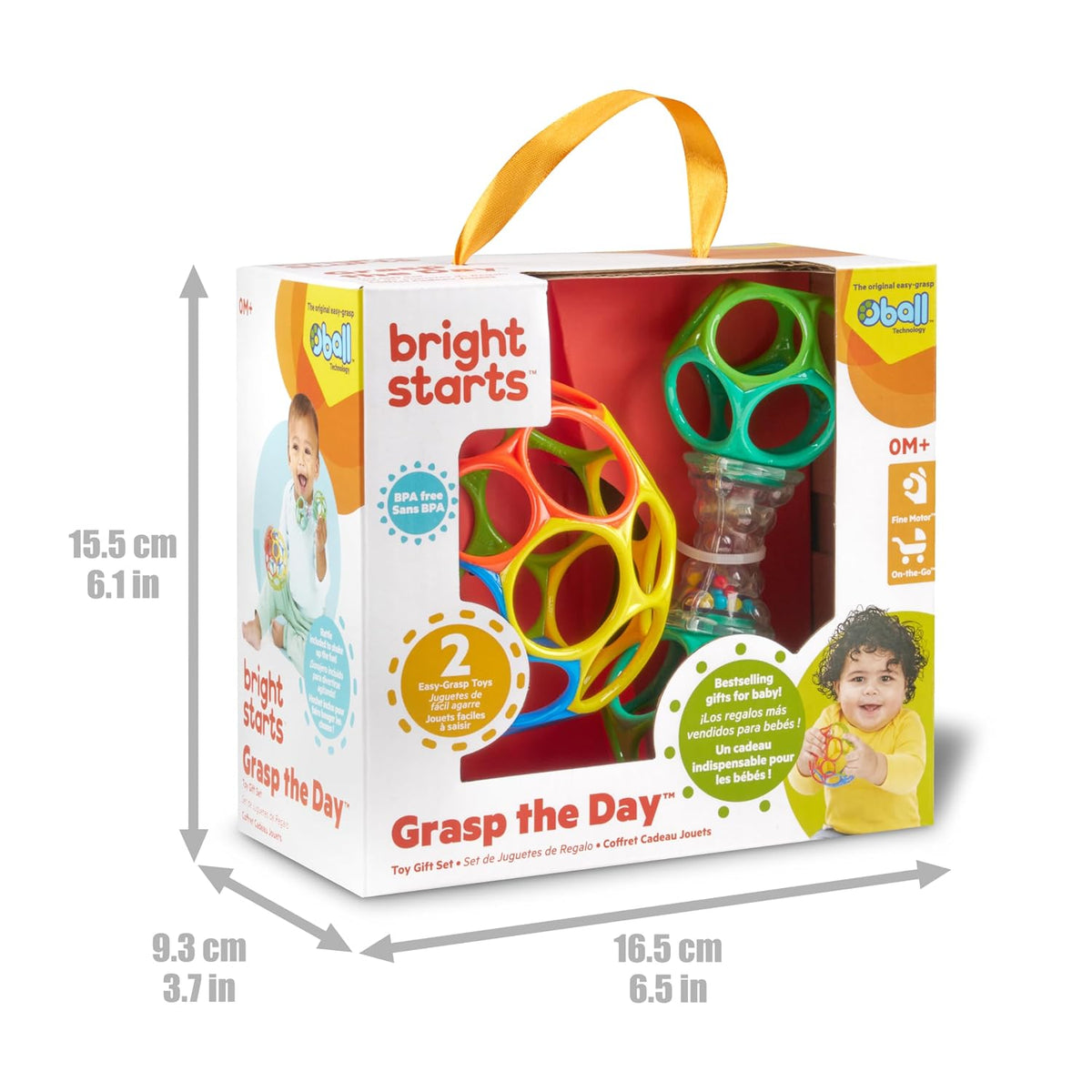 Bright Starts Set de Regalo de Bolas Oball de Fácil Agarre - Agarra...