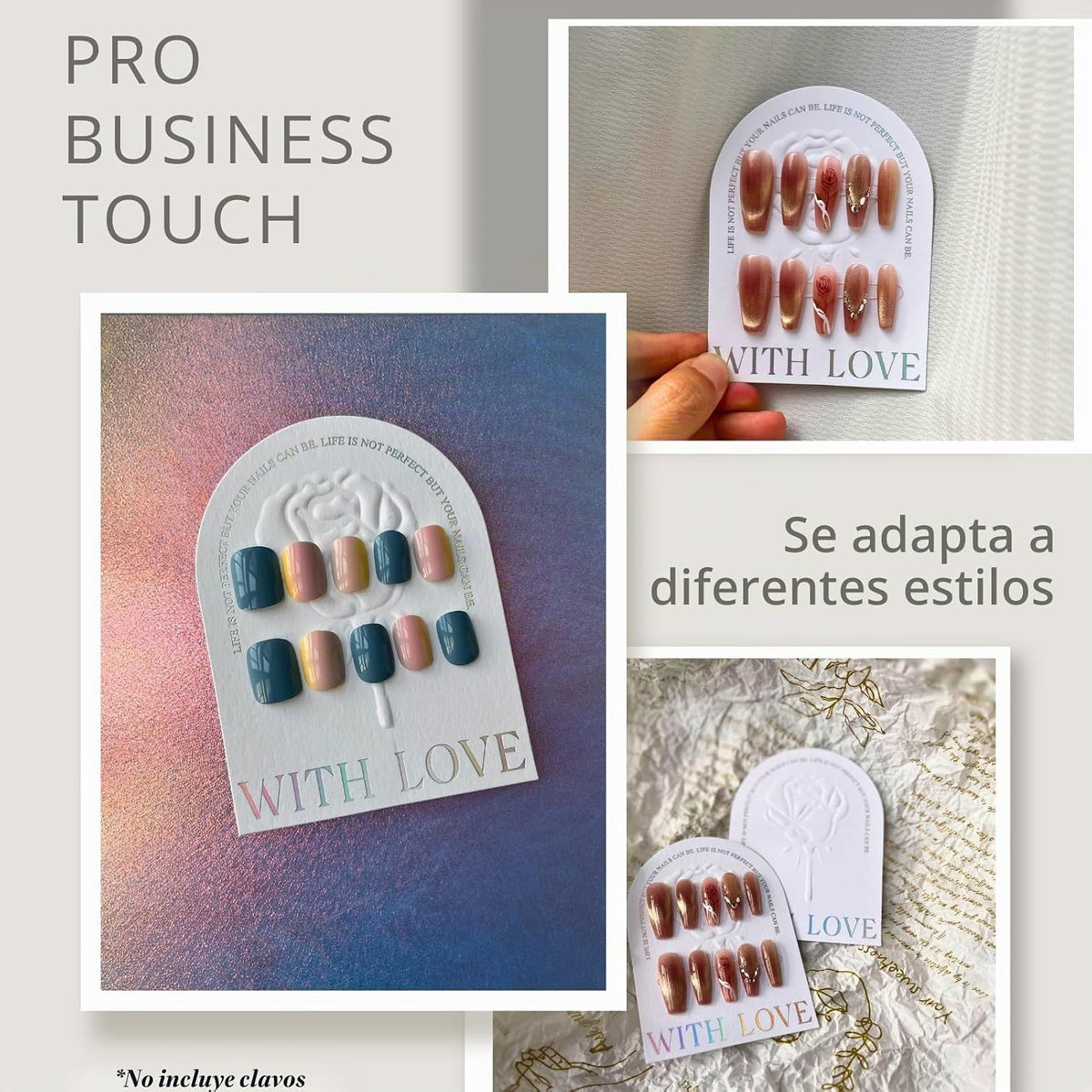 Kit de embalaje de uñas a presión, tarjetas holográficas, bolsa de...