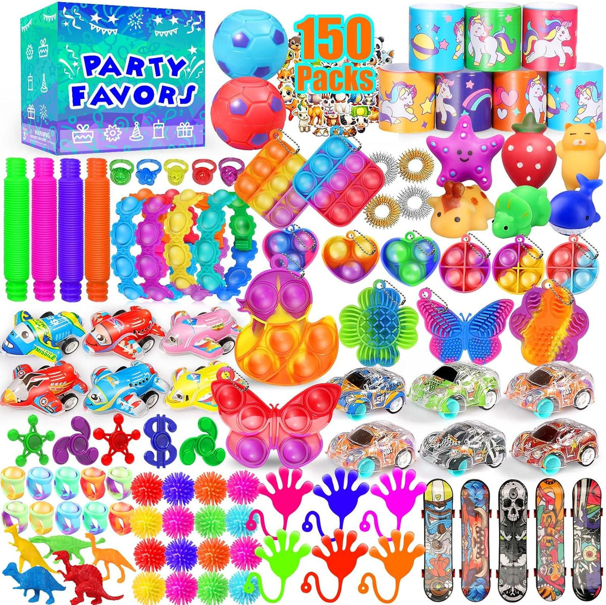 Recuerdos de fiesta para niños de 8-12 y 4-8 años, paquete de 150 j...