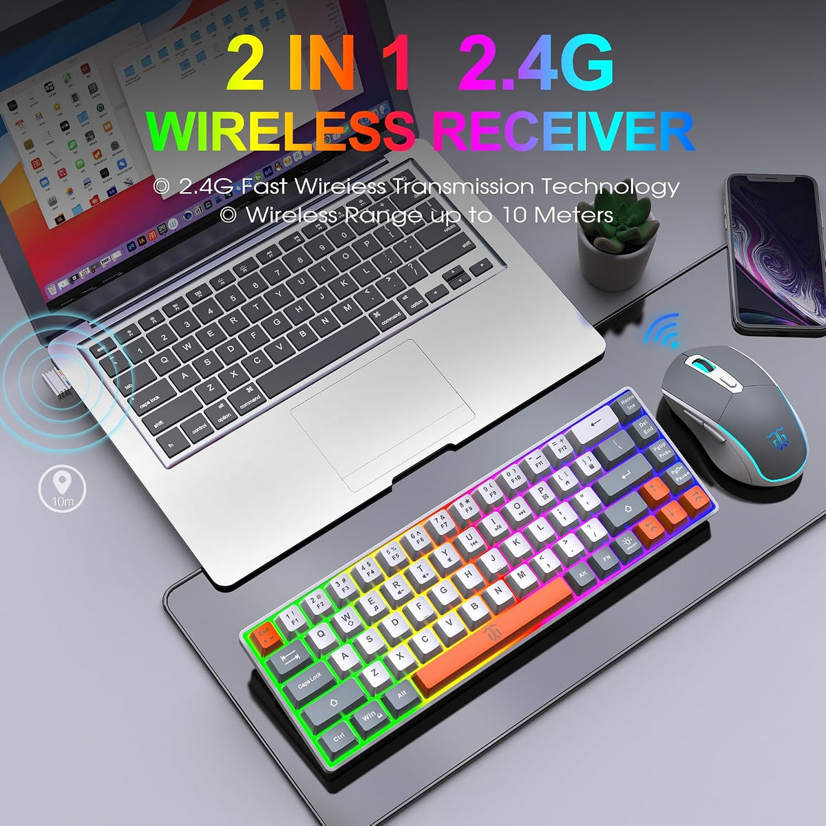 Combinación de teclado y mouse inalámbricos para juegos Snpurdiri 6...