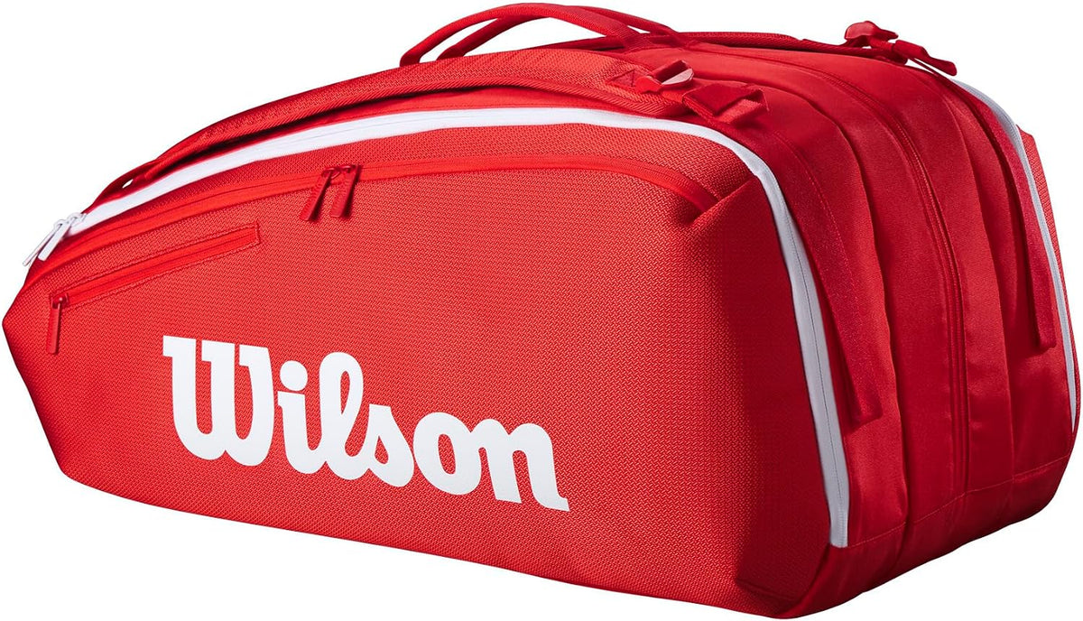 Wilson 2025 Super Tour - Bolsas para raquetas de tenis rojas - Rojo...