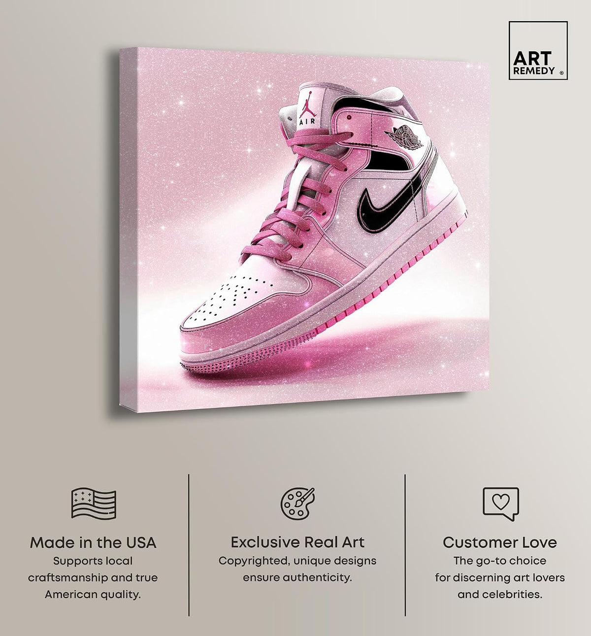 Art Remedy Pink Glimmer - Tenis de lona para niña, galería, 12 x 12...