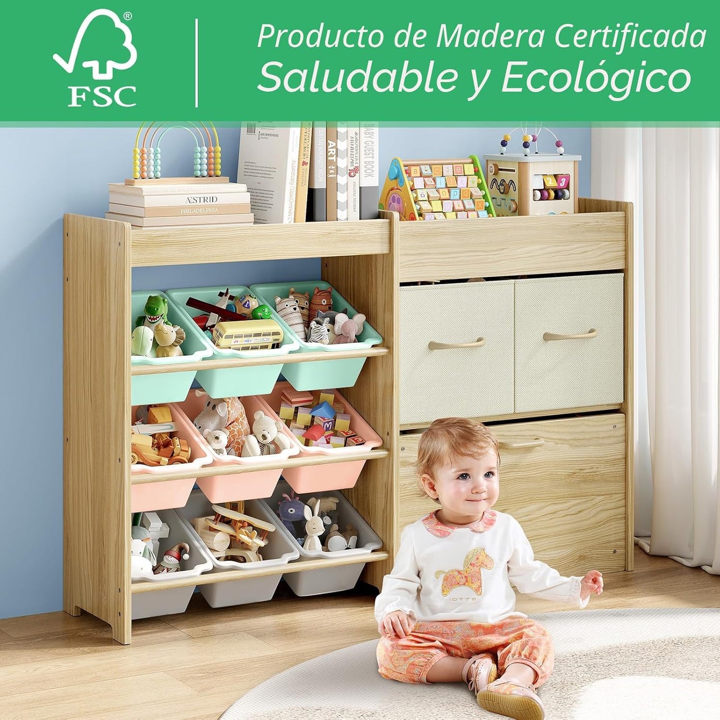 EXPERLAM Organizador de almacenamiento de juguetes para niños, orga...