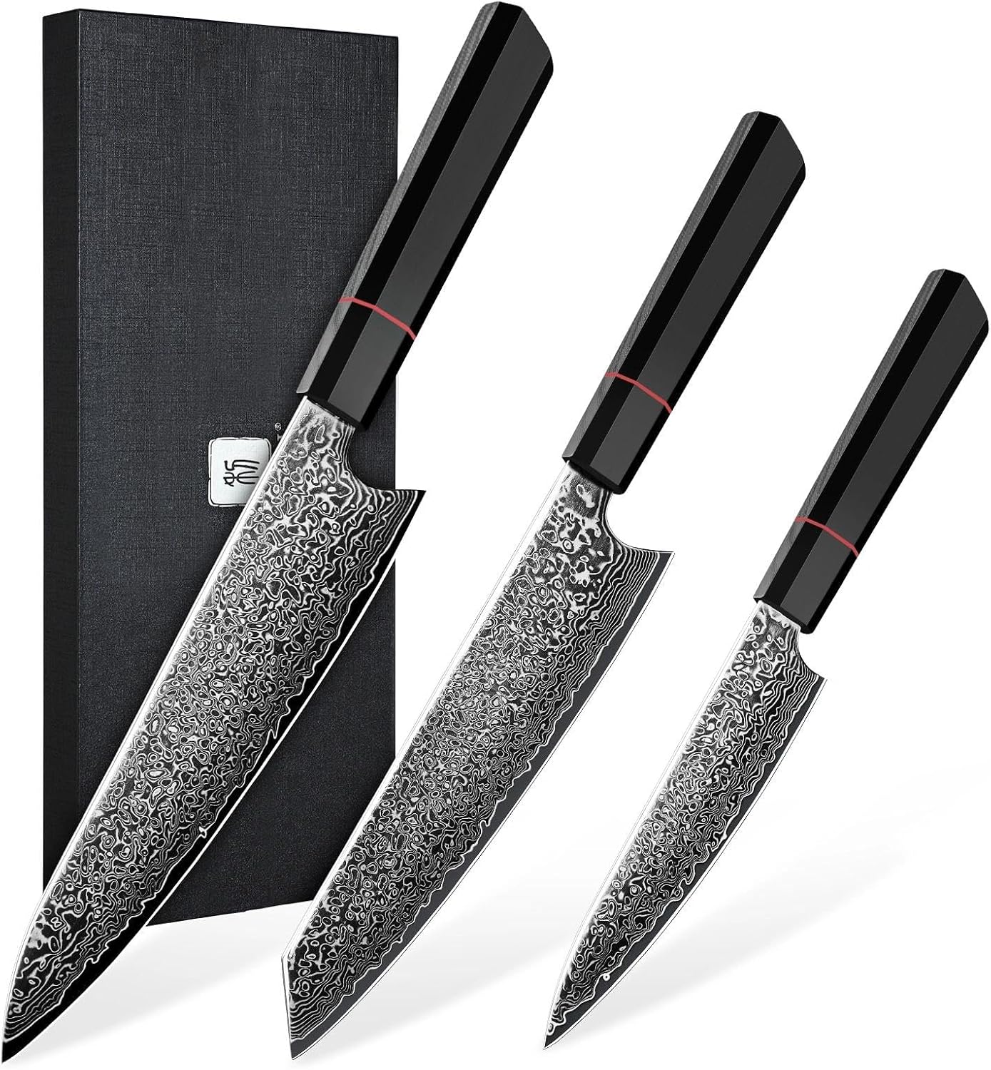 TIVOLI Cuchillo de cocina Damasco Set 3 PCS - VG10 Cuchillo de coci...