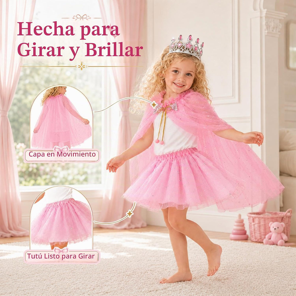 Meland Ropa de princesa para niña, 11 piezas de capa de princesa co...