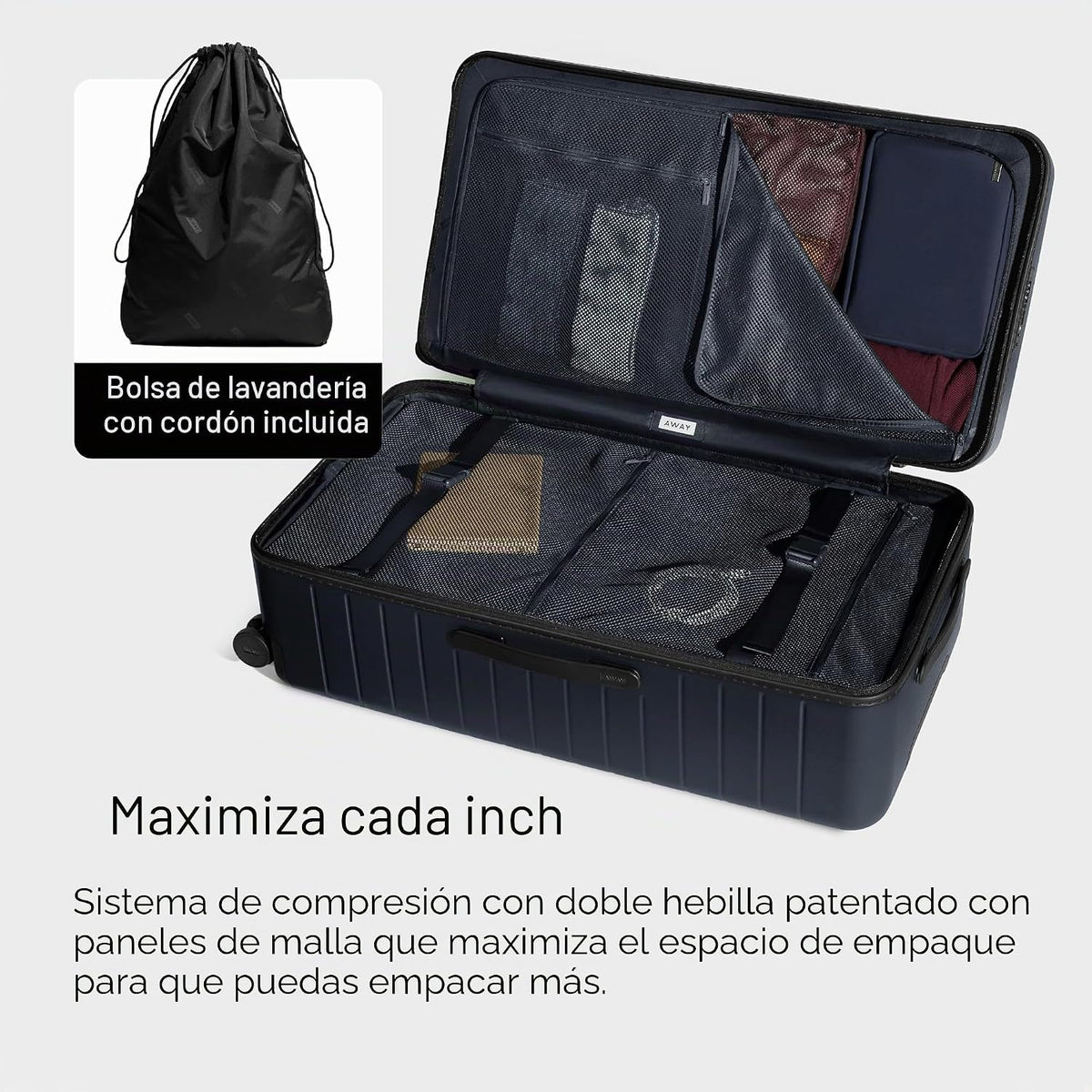 Maleta de cabina Away, Azul marino, Estándar | Maleta liviana y dur...