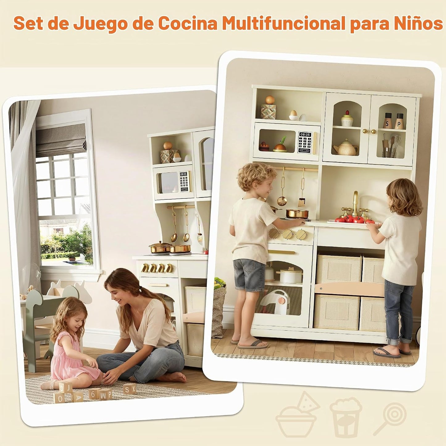 knoworld Cocina de Juego para Niños, Juego de Cocina de Madera con...