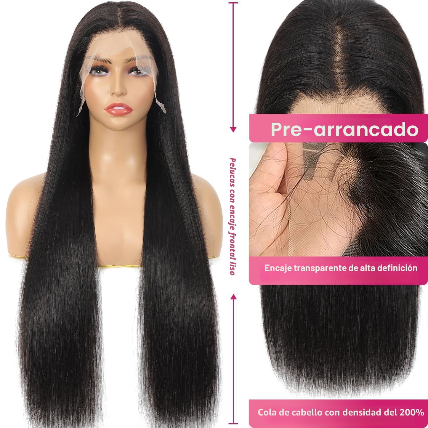 Btomar Pelucas de cabello humano de 30 pulgadas con encaje frontal...