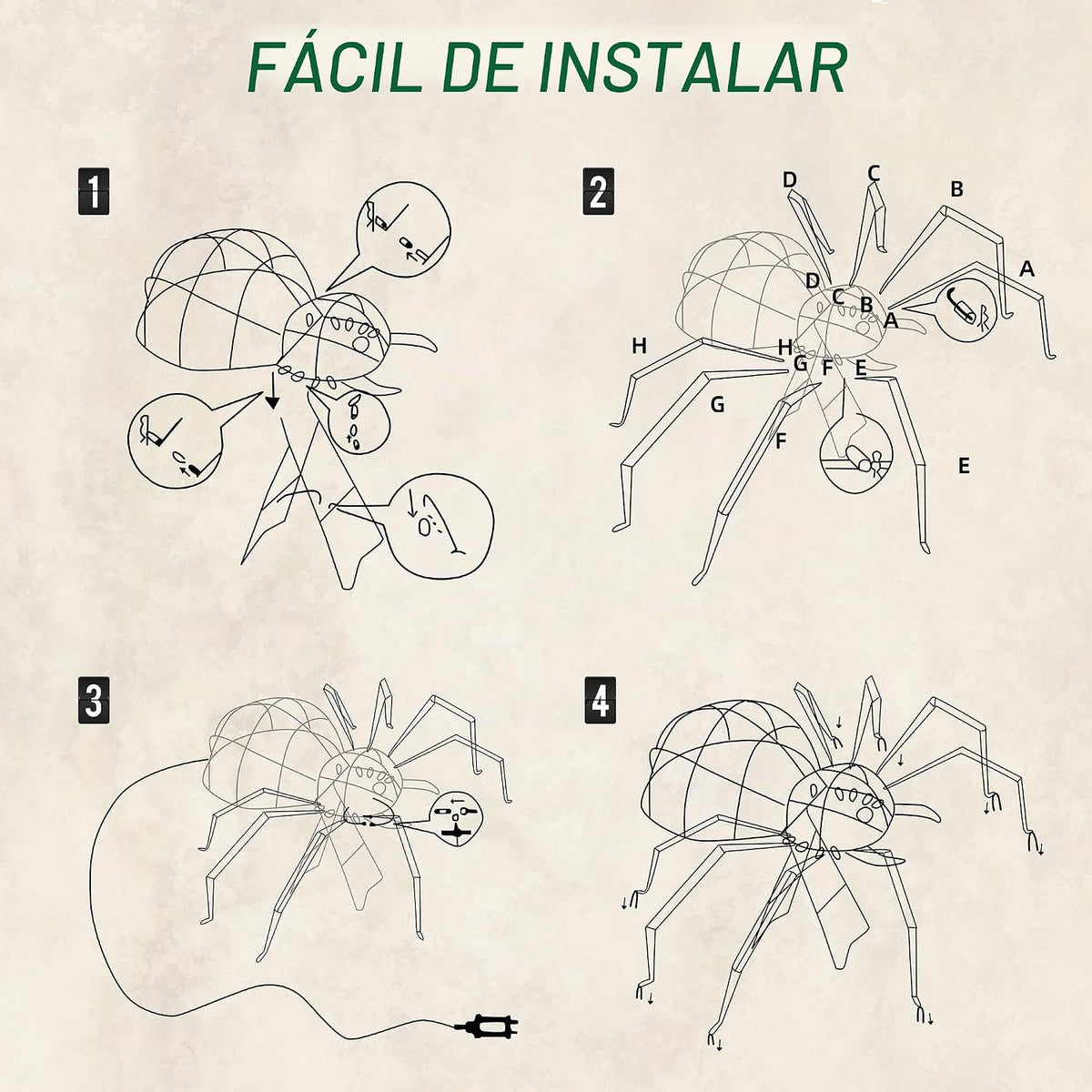 Araña gigante de 4.2 pies para decoración de Halloween al aire libr...