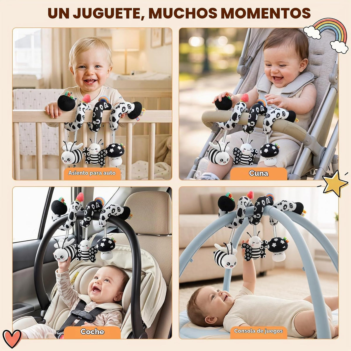 Zendstanding Juguetes en Espiral para Asiento de Coche para Bebés,...