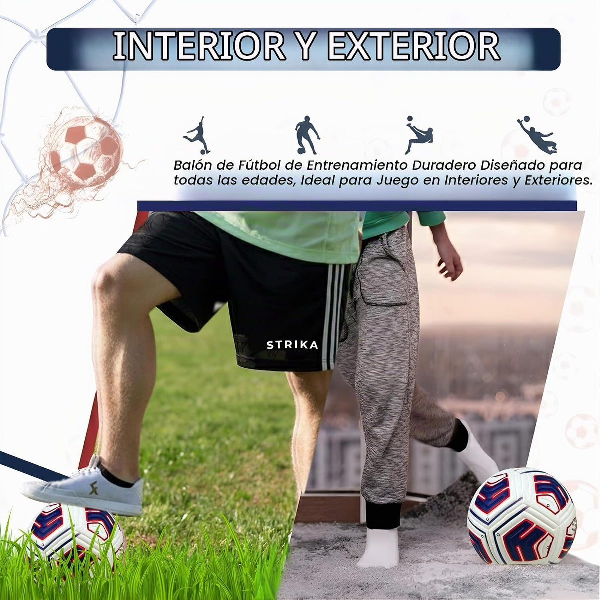 STRIKA Balón de fútbol prémium tamaño 5 y 4 \u2013 Pelota híbrida p...