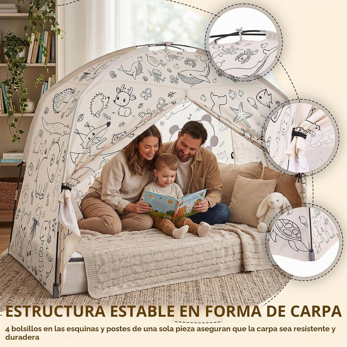 GOLDEN MARS Tienda de campaña grande para niños con pintura de graf...