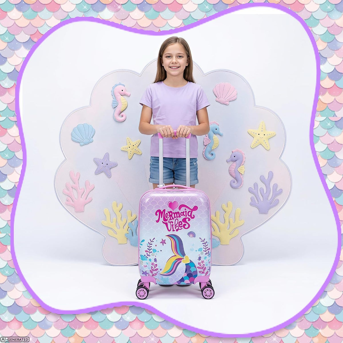 Esteemly Juego de equipaje para niños, 4 piezas, 16 pulgadas, rueda...