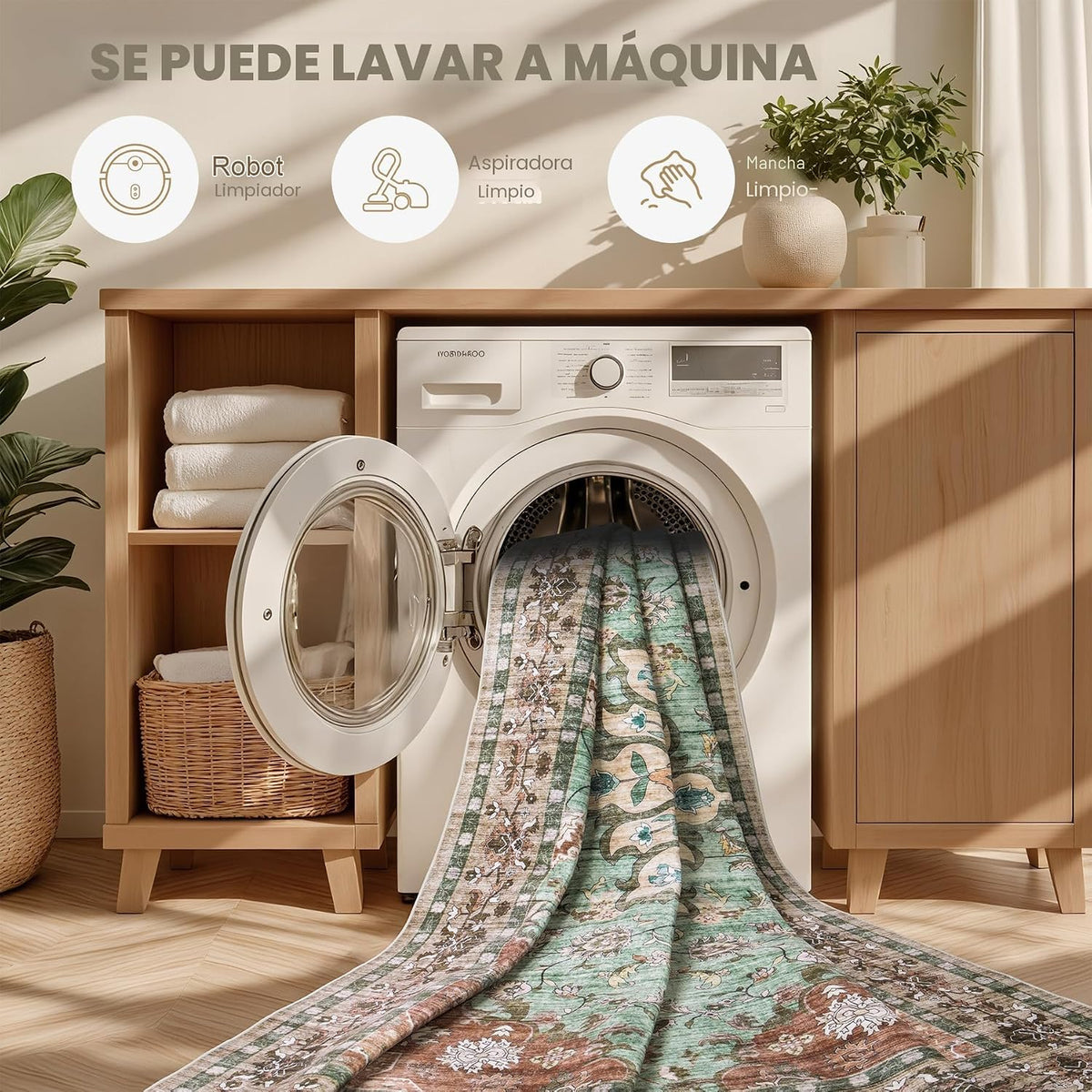 Alfombras de área de 8 x 10 para sala de estar: alfombra lavable su...