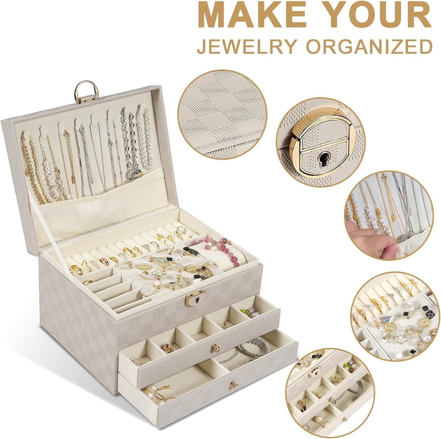 GUOER Caja de Joyas para Mujeres Niñas Esposas - Organizador de Joy...