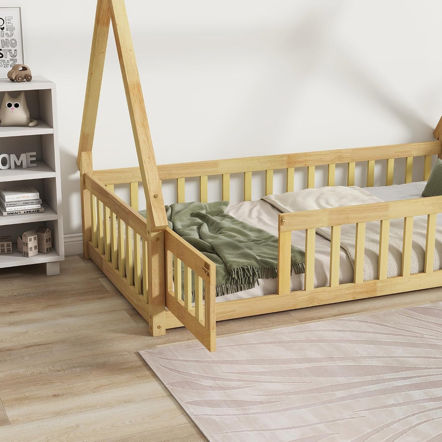 Bellemave Cama de suelo Montessori de tamaño individual para niños,...