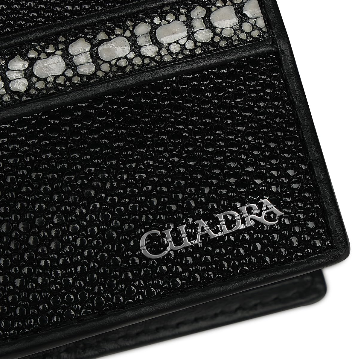 Cuadra Billetera de cuero de rayas negras para hombre con tira de c...