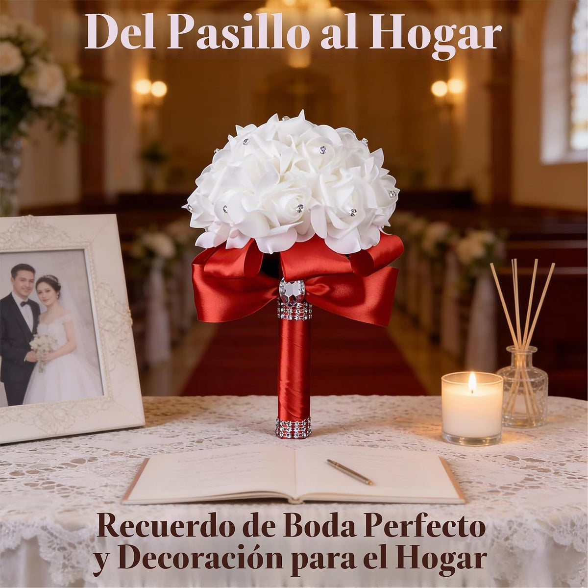 Ramilletes de boda de Eldwviz para novia en blanco, ramo de boda pa...